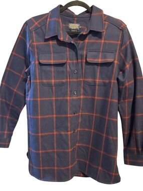Pendleton Navy Blue Button-Down Shirt with Red Windowpane Plaid
